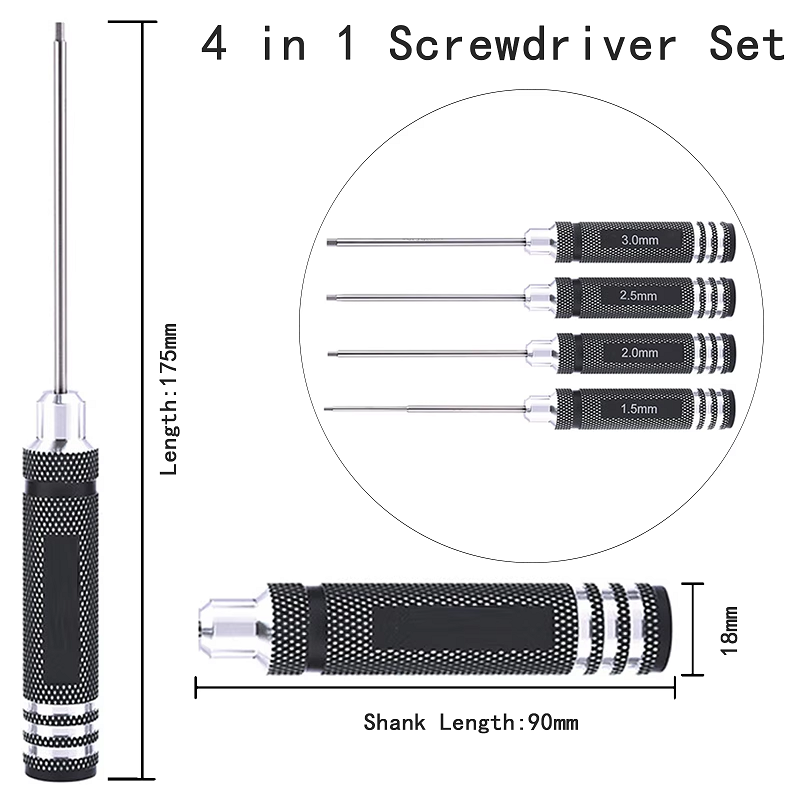 4PC Hexagonal Screwdriver Set  - đánh giá và giá Rc Hobby Tool Kit